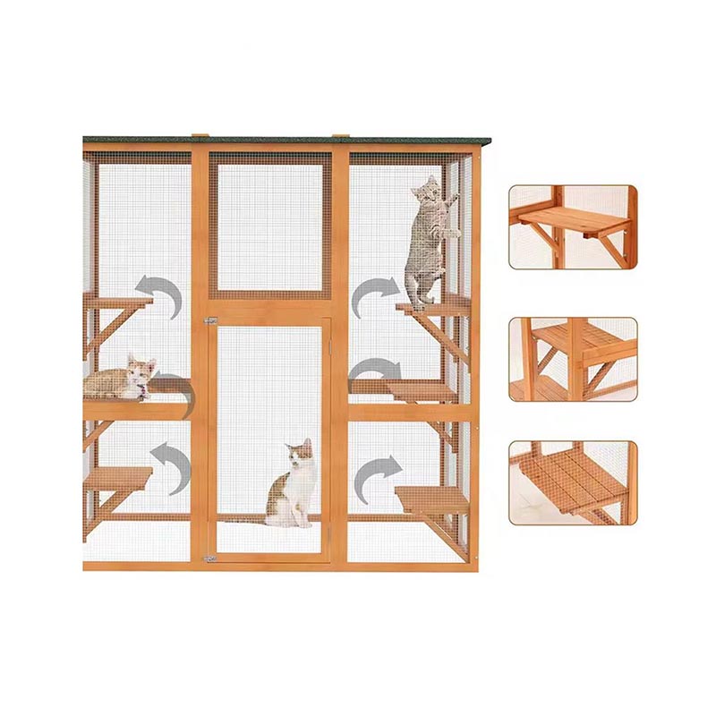 Udendørs træ kattehus vandtæt kattebur Villa Udendørs træ kattehus vandtæt kattebur Villa