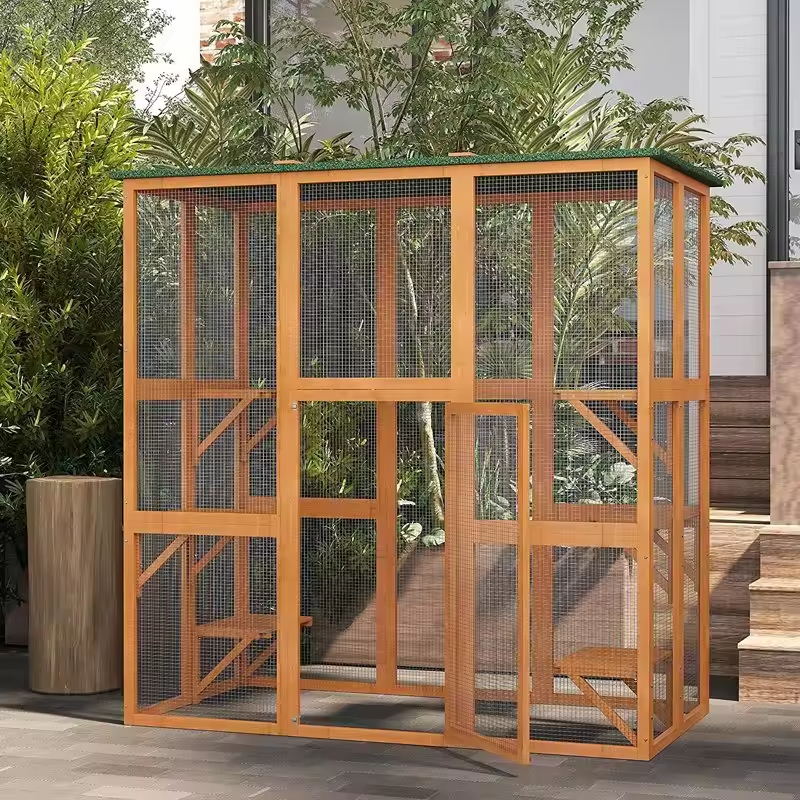 Udendørs træ kattehus vandtæt kattebur Villa Udendørs træ kattehus vandtæt kattebur Villa