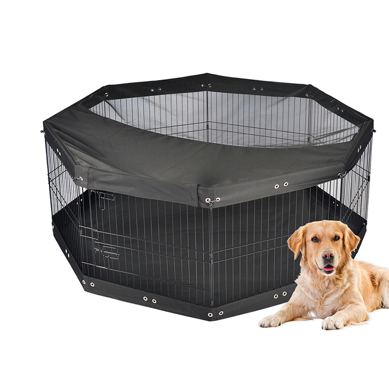 8-panel Foldbar trådmetalhund Playpen med topdæksel og bundpude 8-panel Foldbar trådmetalhund Playpen med topdæksel og bundpude