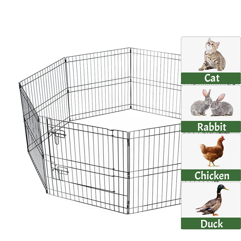 8-panel Foldbar trådmetalhund Playpen med topdæksel og bundpude 8-panel Foldbar trådmetalhund Playpen med topdæksel og bundpude
