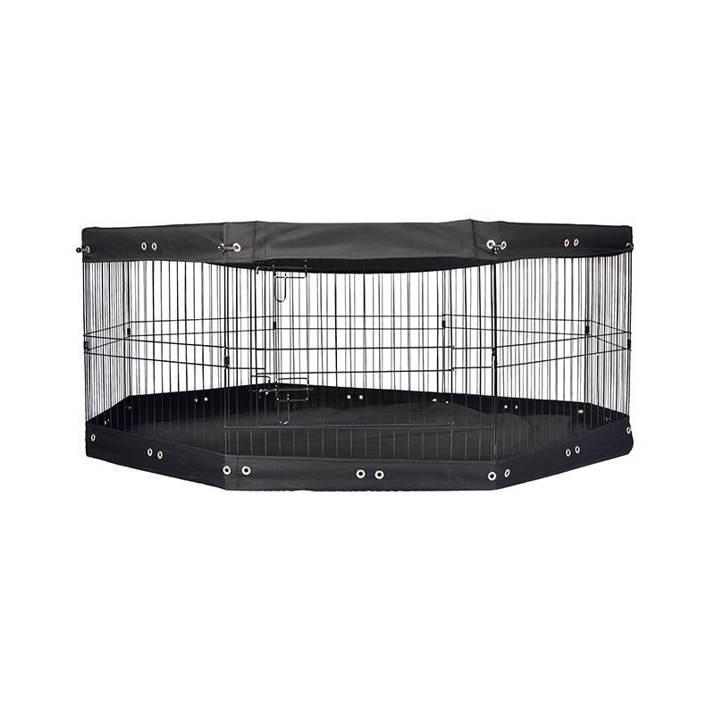 8-panel Foldbar trådmetalhund Playpen med topdæksel og bundpude
