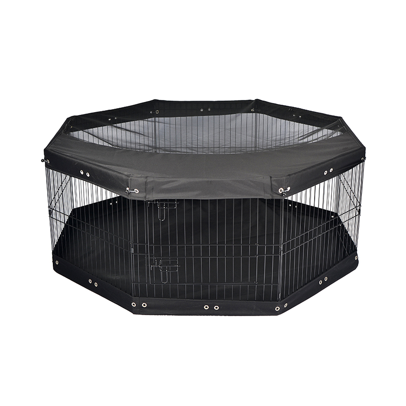 8-panel Foldbar trådmetalhund Playpen med topdæksel og bundpude 8-panel Foldbar trådmetalhund Playpen med topdæksel og bundpude