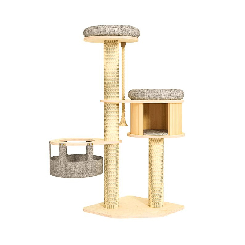 Gulv-til-loft træ condo klatre ramme kattetårn tårn