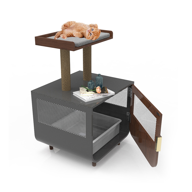 Træ skjult vaskerummøbler kattebur med kuldskab Træ skjult vaskerummøbler kattebur med kuldskab