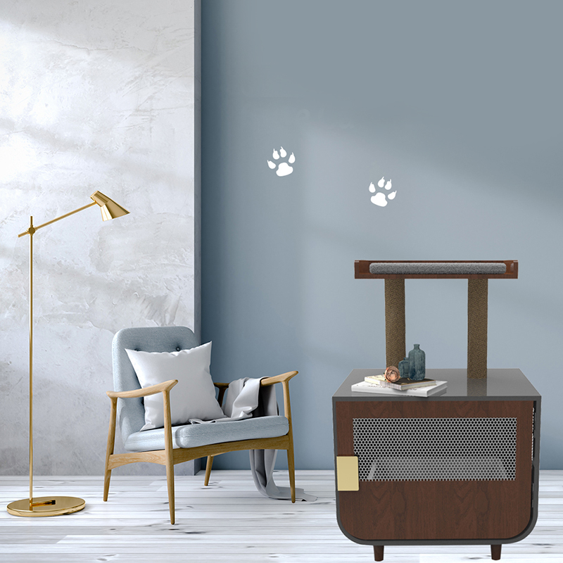 Træ skjult vaskerummøbler kattebur med kuldskab Træ skjult vaskerummøbler kattebur med kuldskab