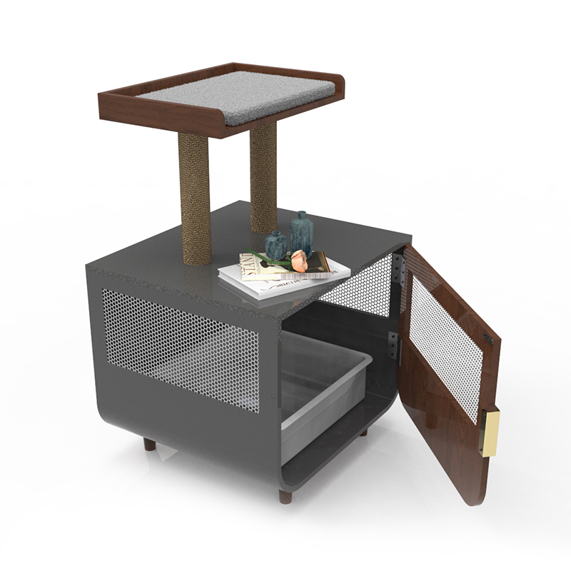 Træ skjult vaskerummøbler kattebur med kuldskab Træ skjult vaskerummøbler kattebur med kuldskab