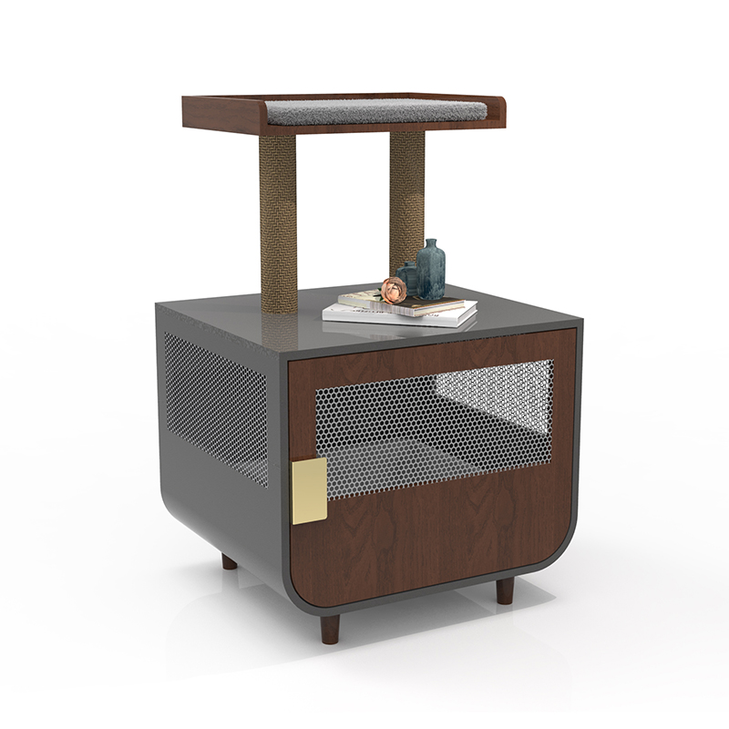 Træ skjult vaskerummøbler kattebur med kuldskab Træ skjult vaskerummøbler kattebur med kuldskab