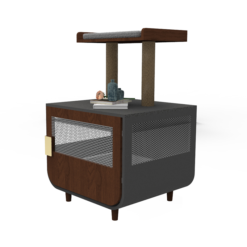 Træ skjult vaskerummøbler kattebur med kuldskab Træ skjult vaskerummøbler kattebur med kuldskab