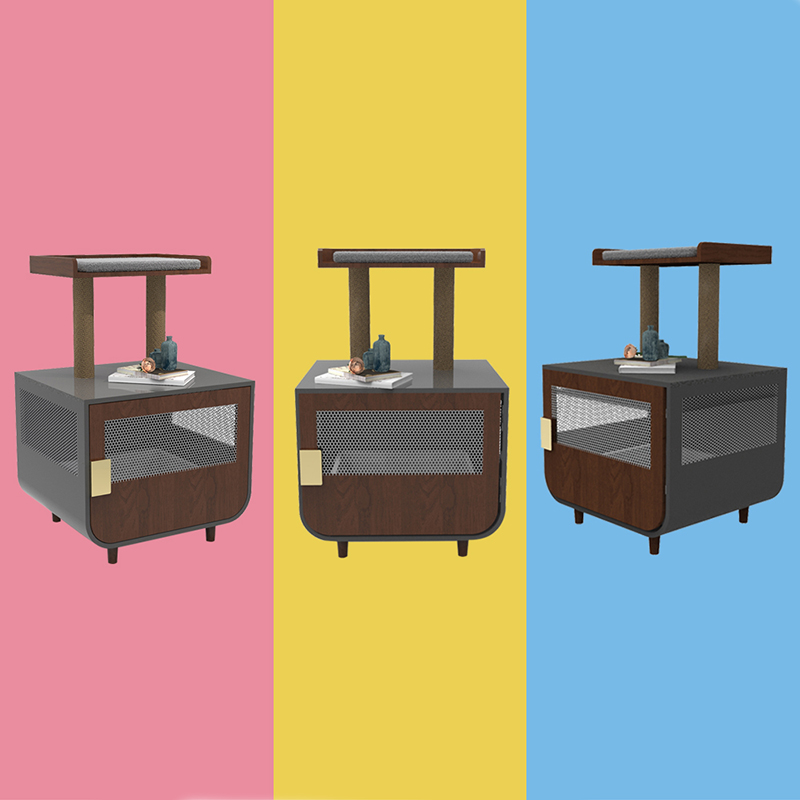 Træ skjult vaskerummøbler kattebur med kuldskab Træ skjult vaskerummøbler kattebur med kuldskab