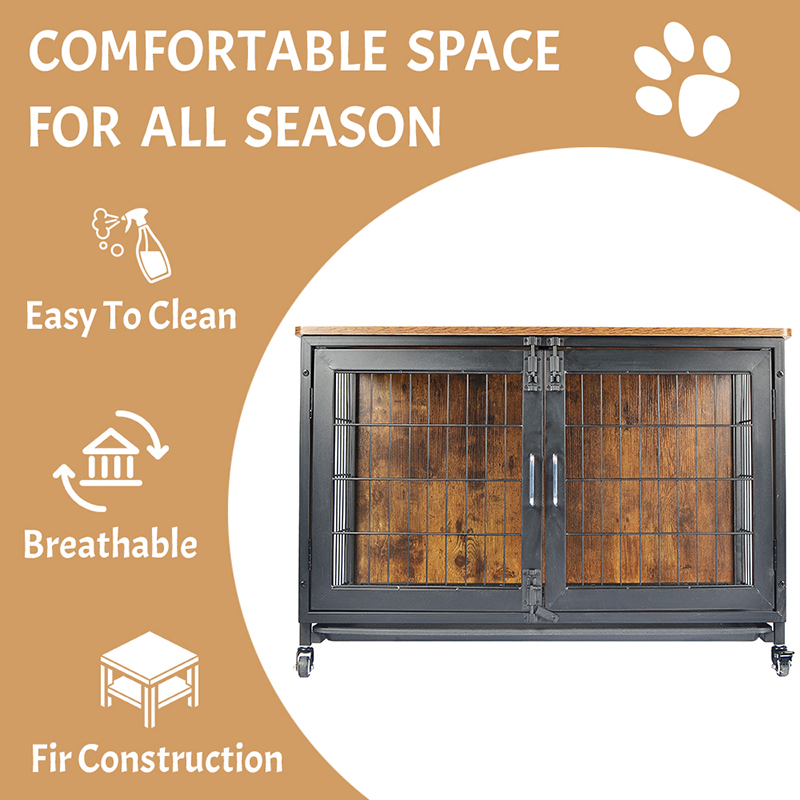 Træmøbler stil hundebur med hjul Træmøbler stil hundebur med hjul