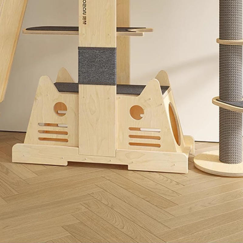 Solid Wood Villa multi-niveau tårn Stor kattræ klatring ramme Solid Wood Villa multi-niveau tårn Stor kattræ klatring ramme