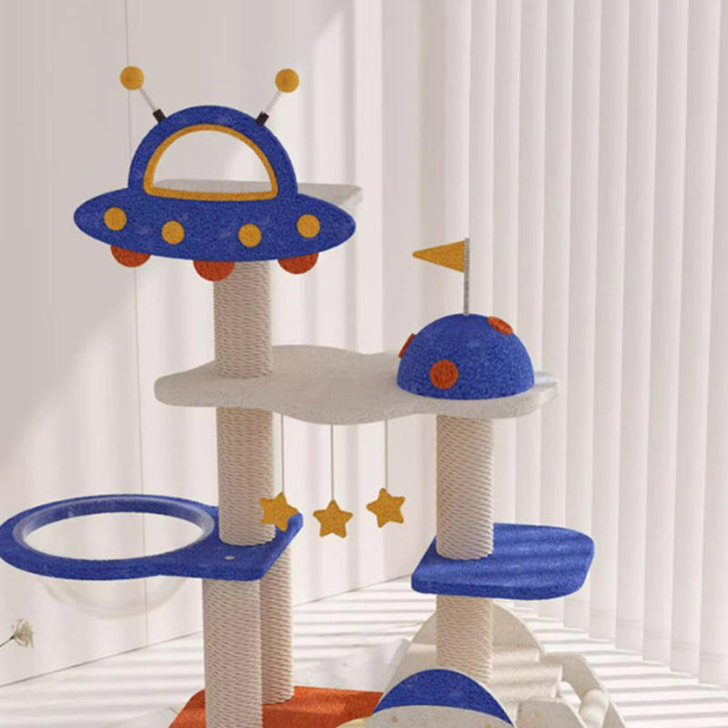Blue Space Capsule klatrende ramme Cat Tree Tower til killing, der spiller legetøj Blue Space Capsule klatrende ramme Cat Tree Tower til killing, der spiller legetøj