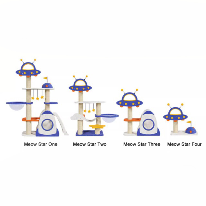 Blue Space Capsule klatrende ramme Cat Tree Tower til killing, der spiller legetøj Blue Space Capsule klatrende ramme Cat Tree Tower til killing, der spiller legetøj