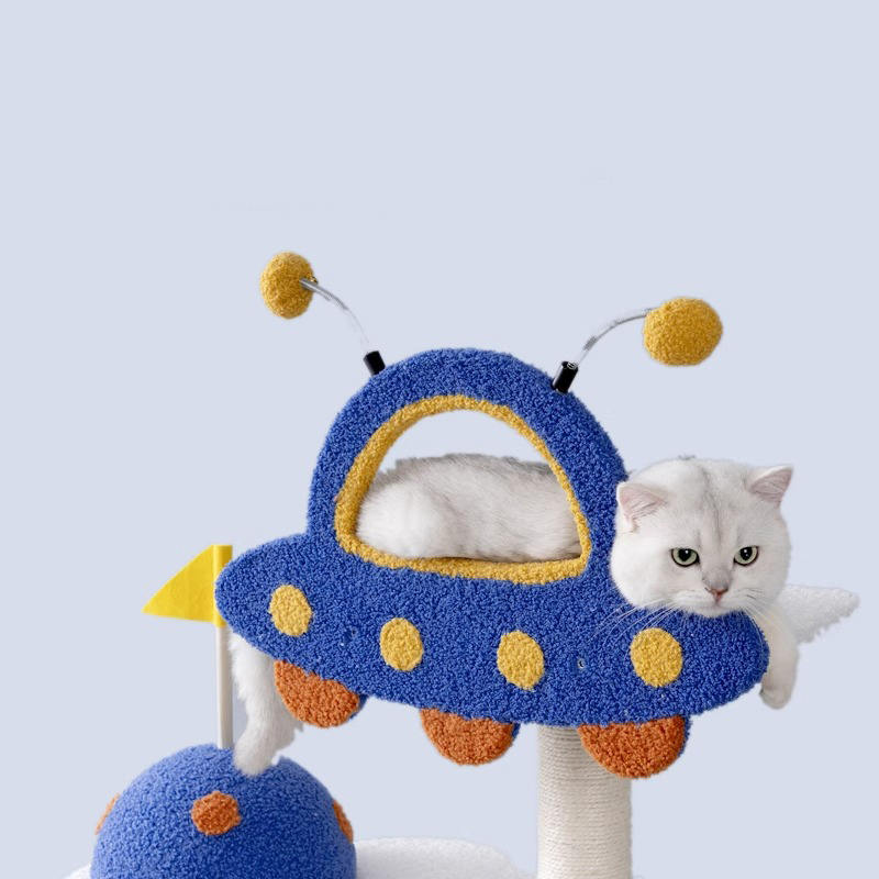 Blue Space Capsule klatrende ramme Cat Tree Tower til killing, der spiller legetøj Blue Space Capsule klatrende ramme Cat Tree Tower til killing, der spiller legetøj