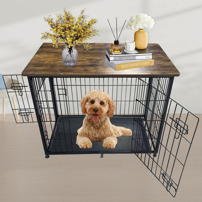 Store træmøbelhundbur med aftagelig bakke Store træmøbelhundbur med aftagelig bakke