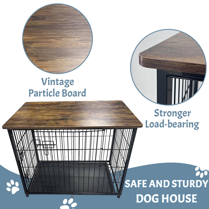 Store træmøbelhundbur med aftagelig bakke Store træmøbelhundbur med aftagelig bakke