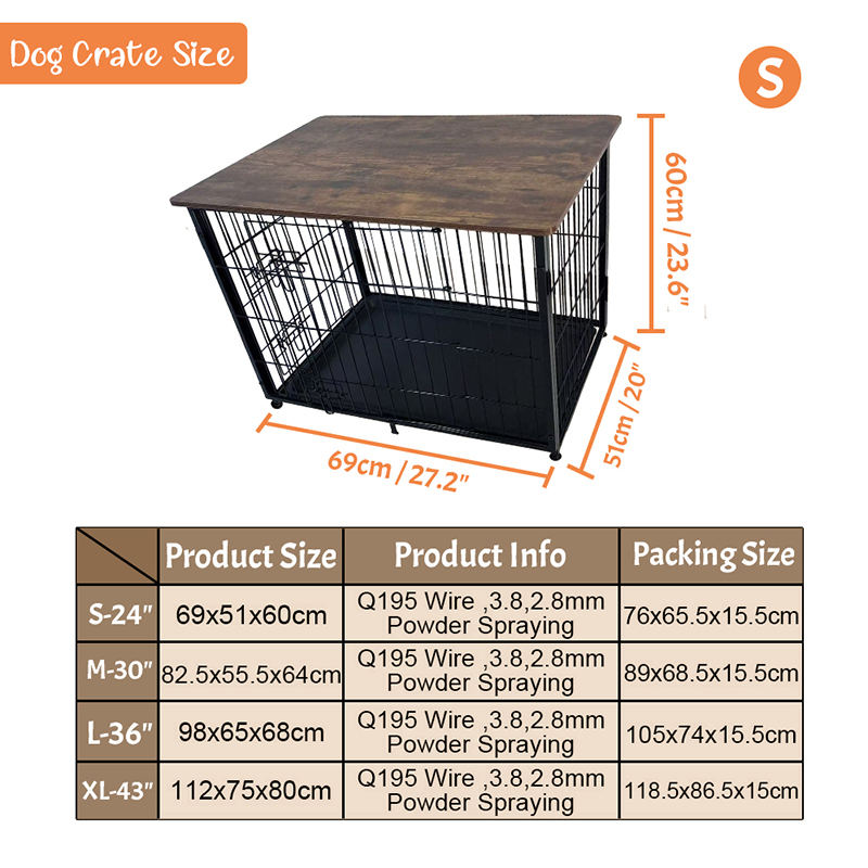 Store træmøbelhundbur med aftagelig bakke Store træmøbelhundbur med aftagelig bakke