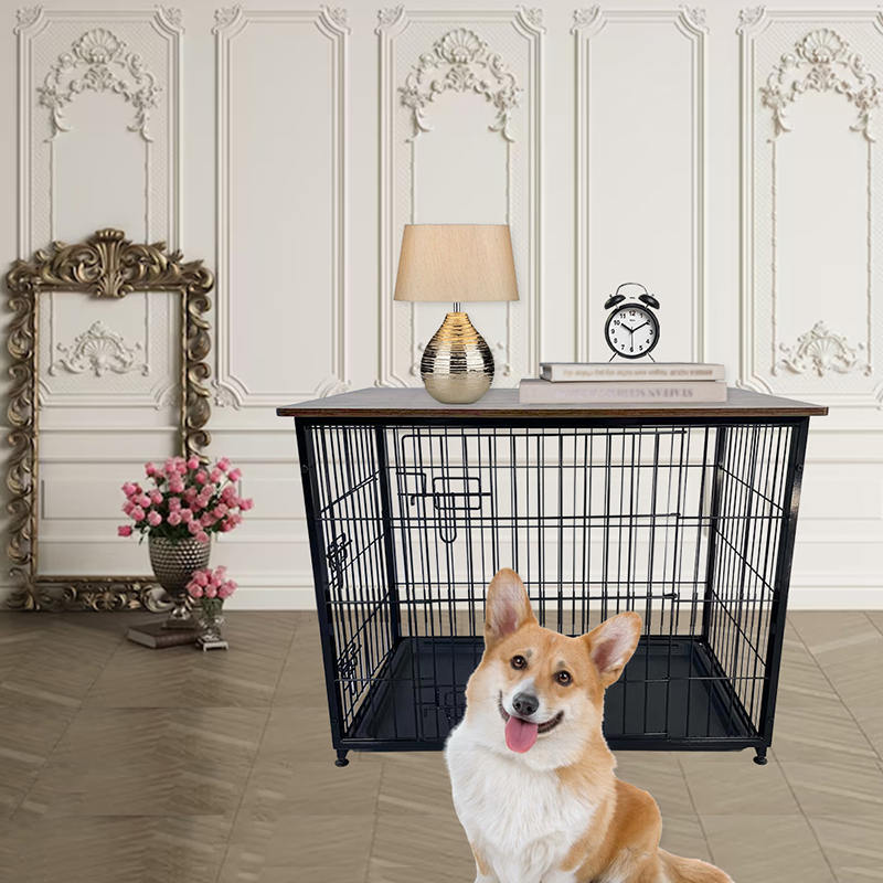 Store træmøbelhundbur med aftagelig bakke Store træmøbelhundbur med aftagelig bakke