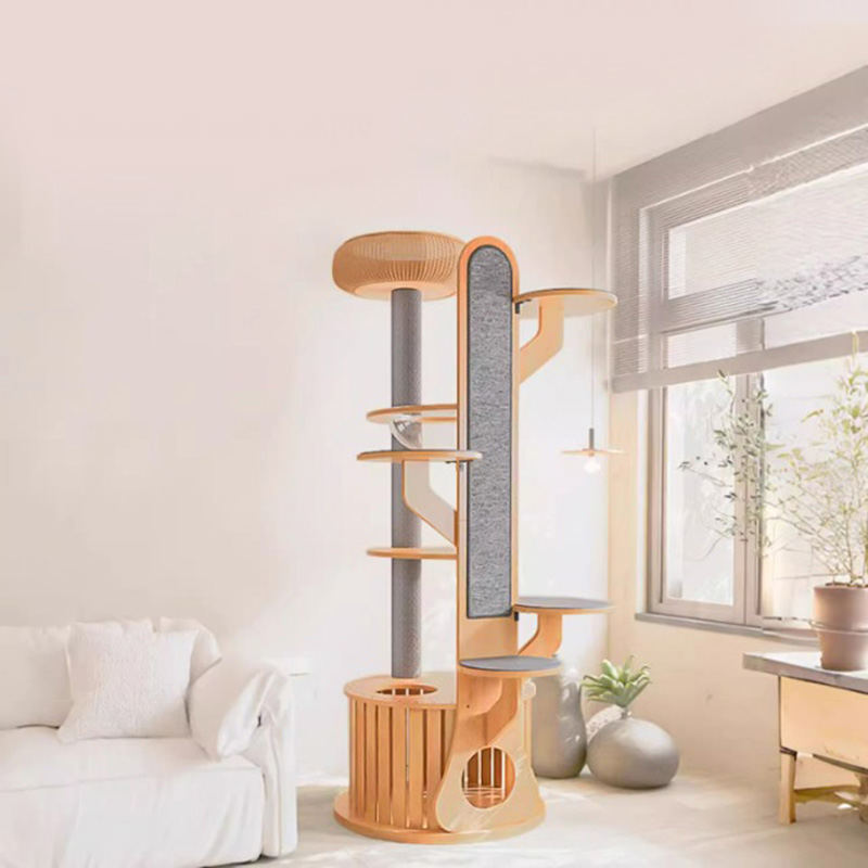 Kaktusform træ klatrende ramme fast katte træ med rumkapsel Kaktusform træ klatrende ramme fast katte træ med rumkapsel