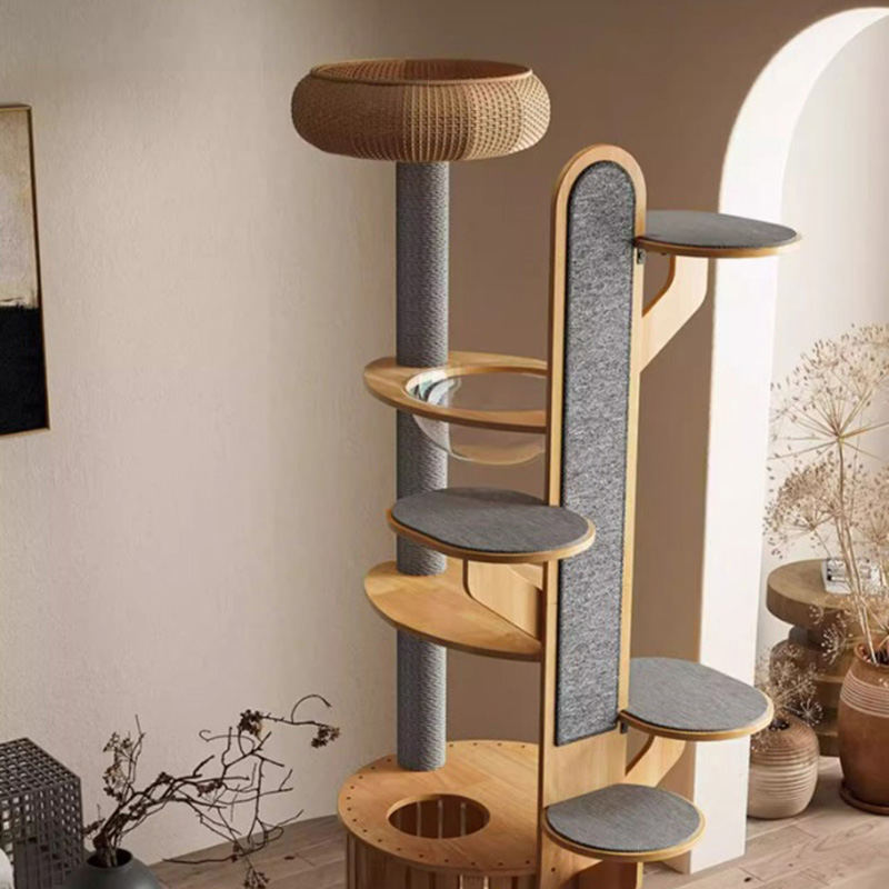 Kaktusform træ klatrende ramme fast katte træ med rumkapsel Kaktusform træ klatrende ramme fast katte træ med rumkapsel