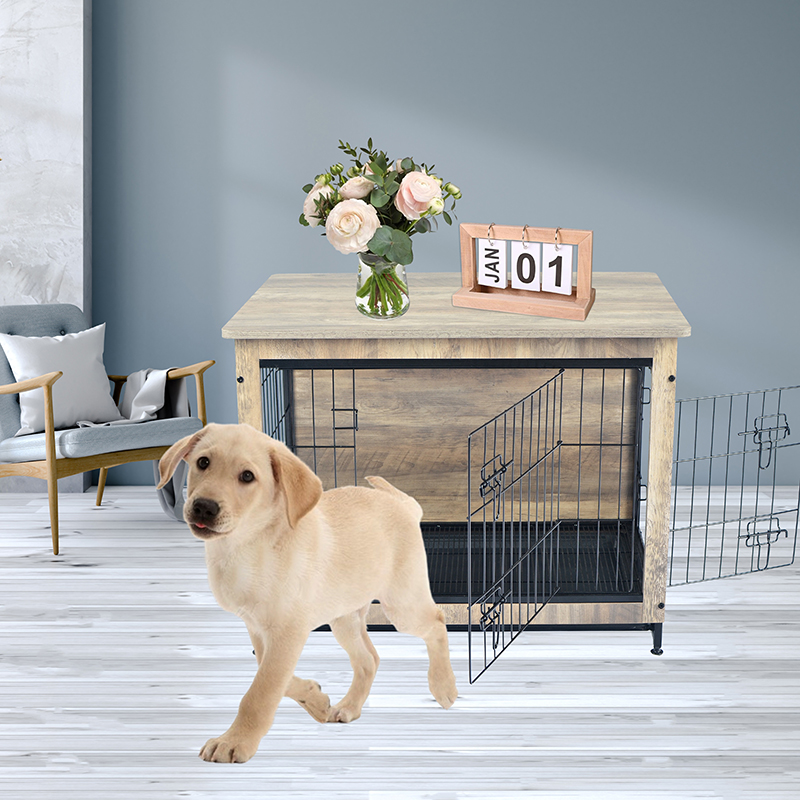 Elfenben indendørs stor træmøbler stil metal hund kasse Elfenben indendørs stor træmøbler stil metal hund kasse
