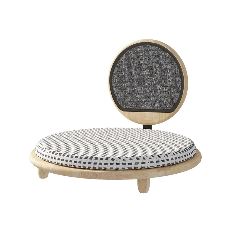 Solid træ hyggelig kattebed rede med ridseplade