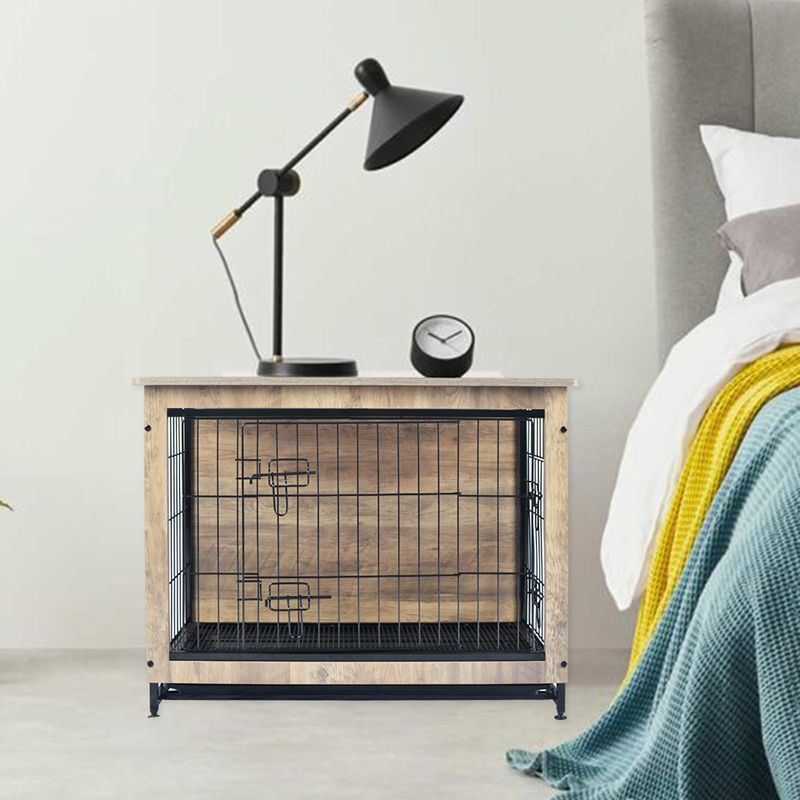 Elfenben indendørs stor træmøbler stil metal hund kasse Elfenben indendørs stor træmøbler stil metal hund kasse