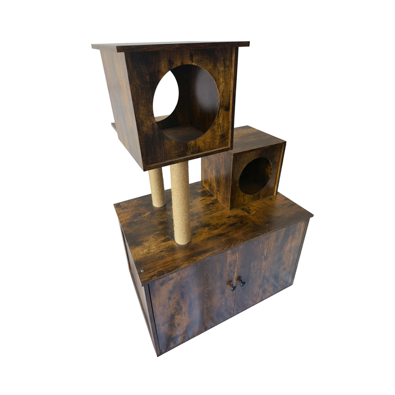 Træ kattehus tårn indendørs katte træsklatring ramme med kuldkasse