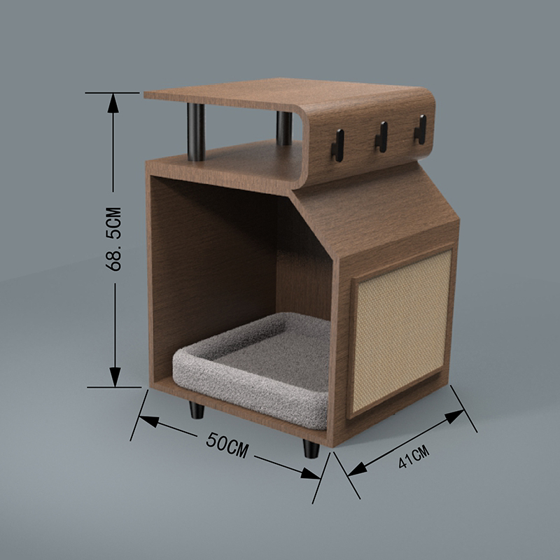 Træ kæledyr senge kattebed med ridserbræt Træ kæledyr senge kattebed med ridserbræt