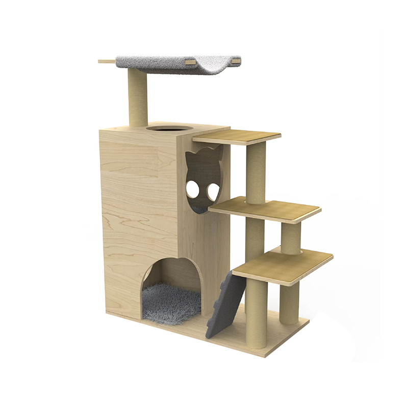 Træ tårn Condo Cat Tree -klatring ramme med sisal skrabe stolper
