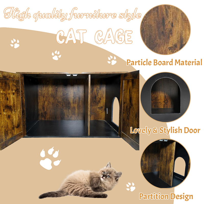 Indendørs møbler katte bur med skillelødr kabinet Indendørs møbler katte bur med skillelødr kabinet