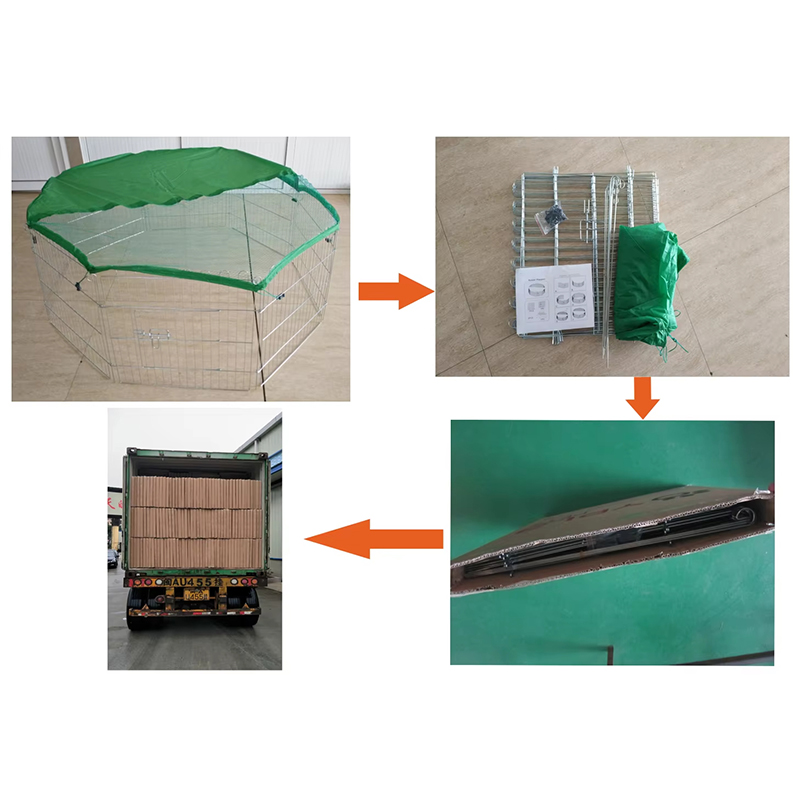 Foldbar tråd udendørs metalhund Playpen med topdæksel Foldbar tråd udendørs metalhund Playpen med topdæksel