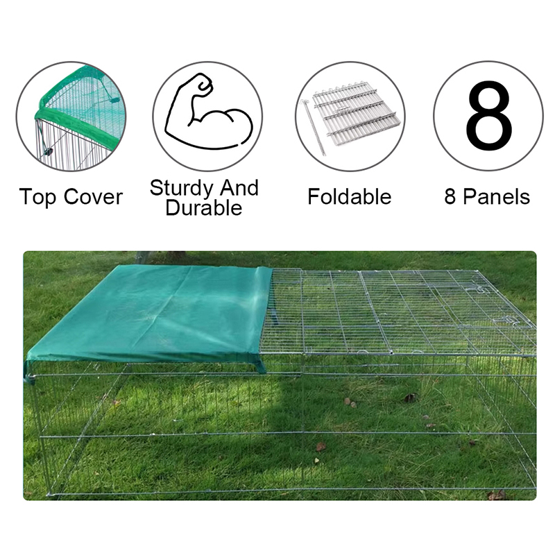 Foldbar tråd udendørs metalhund Playpen med topdæksel Foldbar tråd udendørs metalhund Playpen med topdæksel