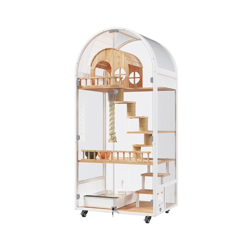 Indendørs træ Cat House Hotel Panoramic Villa Solid Cat Cage kabinet