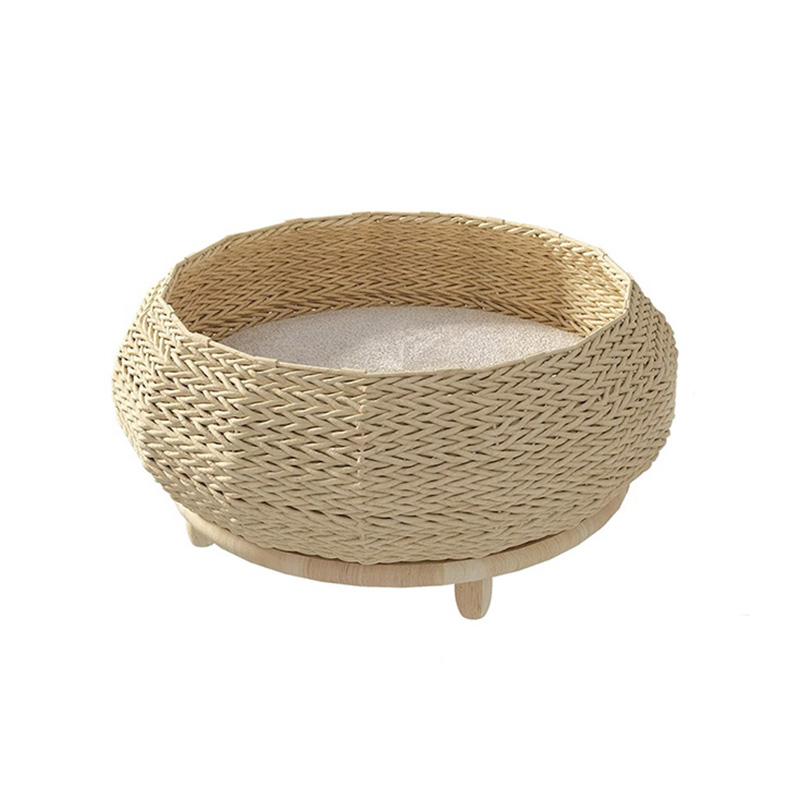 Håndlavet naturlig Kraft Paper Nest Woven Cat Dog Bed