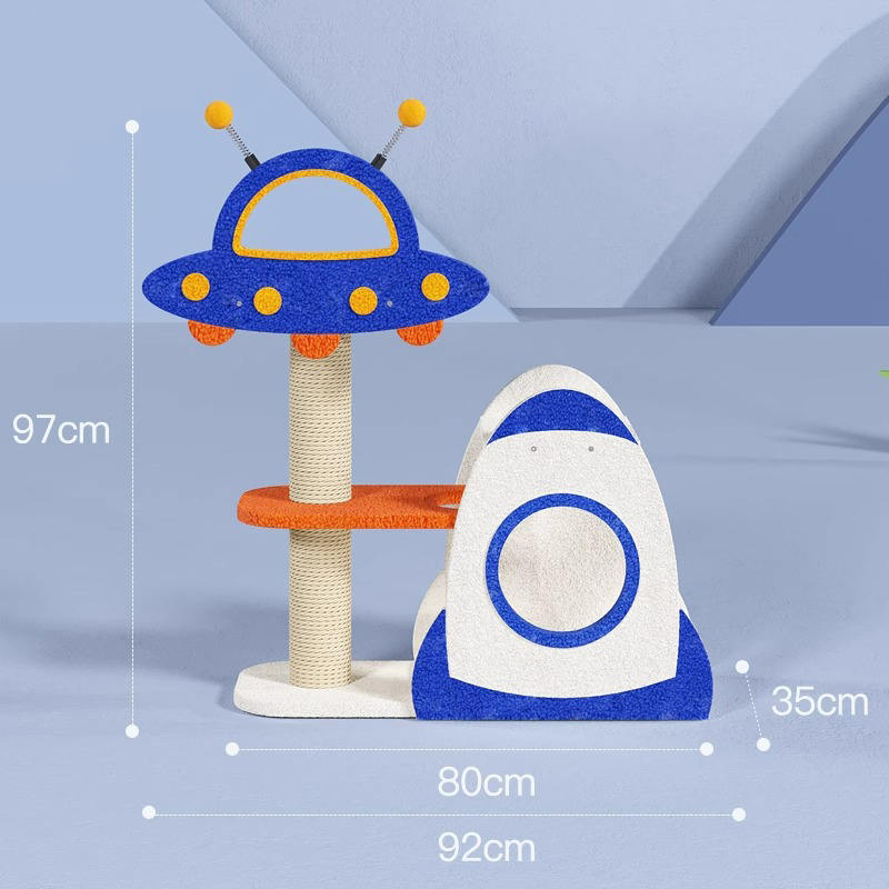 Blue Space Capsule klatrende ramme Cat Tree Tower til killing, der spiller legetøj Blue Space Capsule klatrende ramme Cat Tree Tower til killing, der spiller legetøj